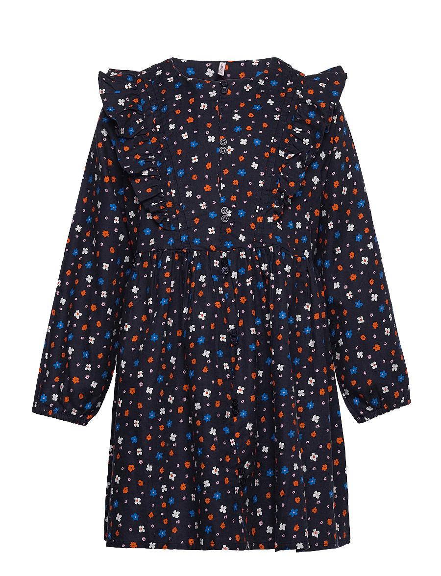 Kids Only - KMGASTRID L/S TWILL DRESS AOP WVN - langærmede hverdagskjoler - night sky - 0