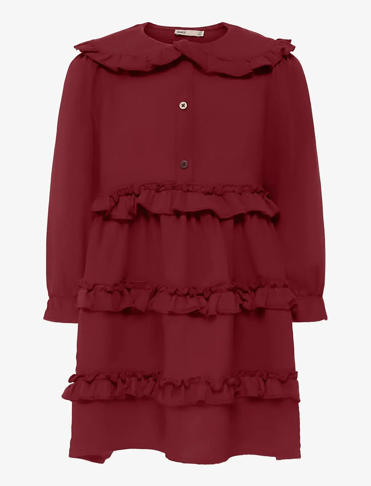 Kids Only - KMGTHYRA LIFE L/S COLLAR DRESS WVN - long-sleeved casual dresses - cabernet - 0