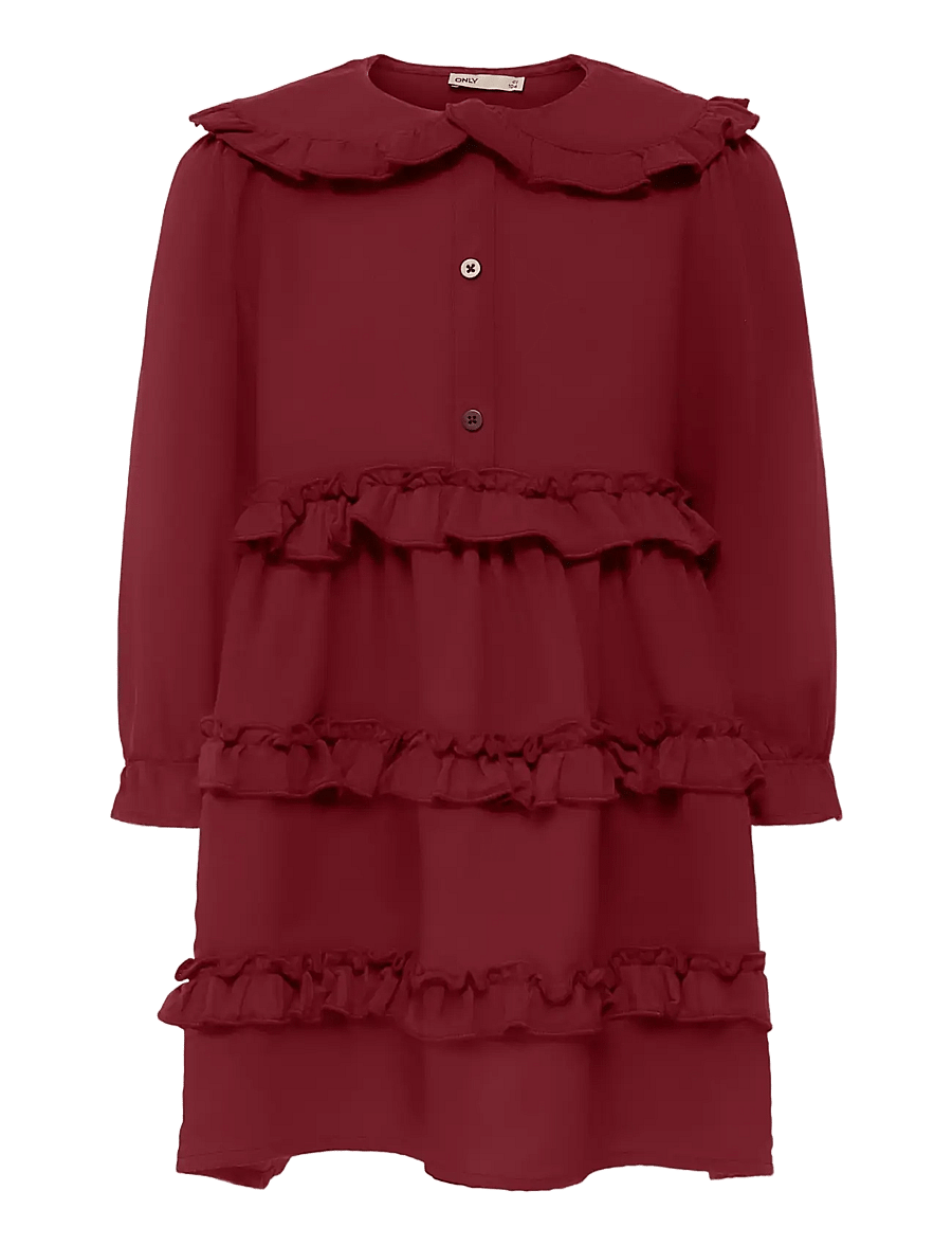 Kids Only - KMGTHYRA LIFE L/S COLLAR DRESS WVN - langärmelige freizeitkleider - cabernet - 0