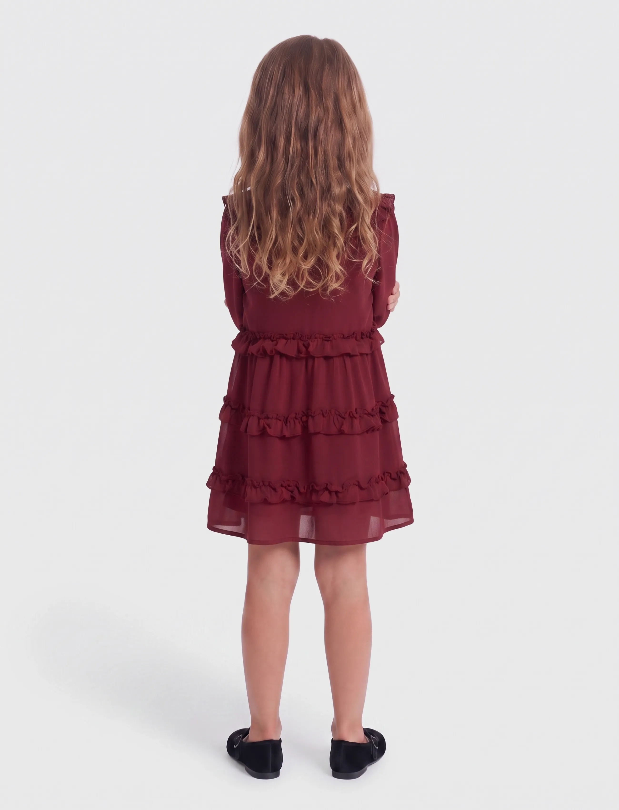 Kids Only - KMGTHYRA LIFE L/S COLLAR DRESS WVN - langärmelige freizeitkleider - cabernet - 3