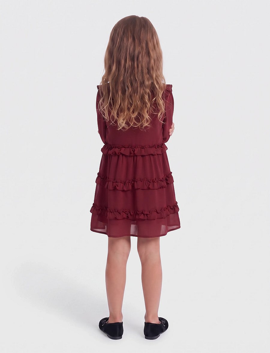 Kids Only - KMGTHYRA LIFE L/S COLLAR DRESS WVN - langärmelige freizeitkleider - cabernet - 3