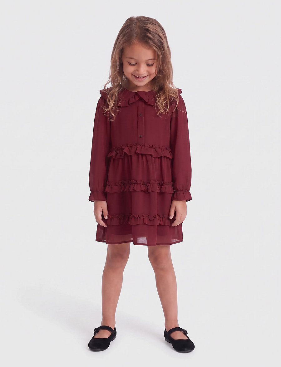 Kids Only - KMGTHYRA LIFE L/S COLLAR DRESS WVN - langärmelige freizeitkleider - cabernet - 4