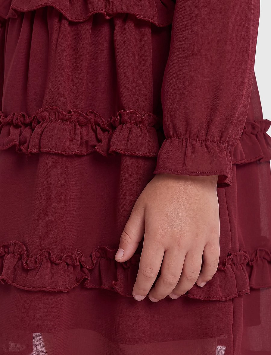 Kids Only - KMGTHYRA LIFE L/S COLLAR DRESS WVN - langärmelige freizeitkleider - cabernet - 5
