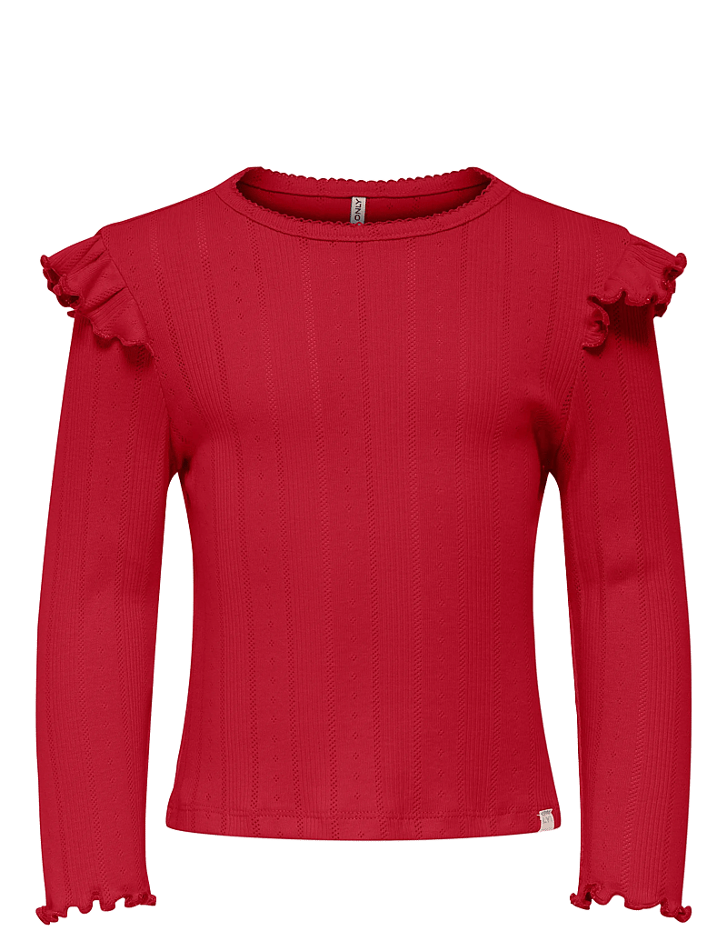 Kids Only - KMGCARLOTTA LIFE LS POINTEL FRILLTOP JRS - salsa - 0
