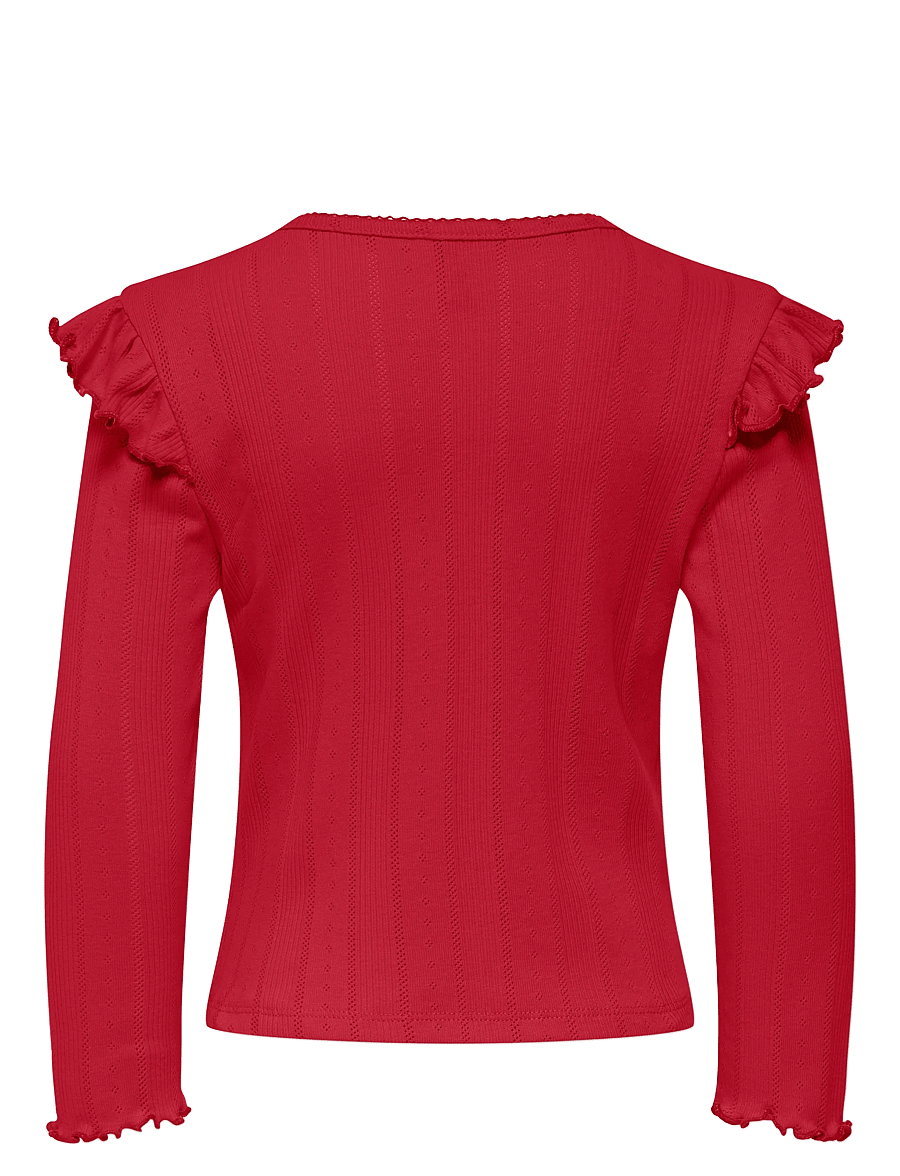 Kids Only - KMGCARLOTTA LIFE LS POINTEL FRILLTOP JRS - salsa - 1