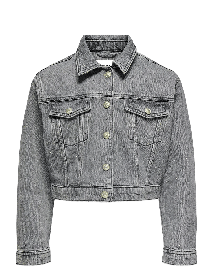 Kids Only - KOGMALIBU L/S RHINESTONE JACKET DNM - teksatagid - medium grey denim - 0