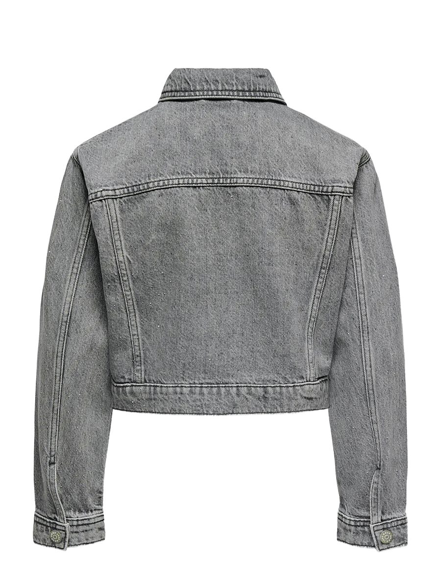 Kids Only - KOGMALIBU L/S RHINESTONE JACKET DNM - teksatagid - medium grey denim - 1
