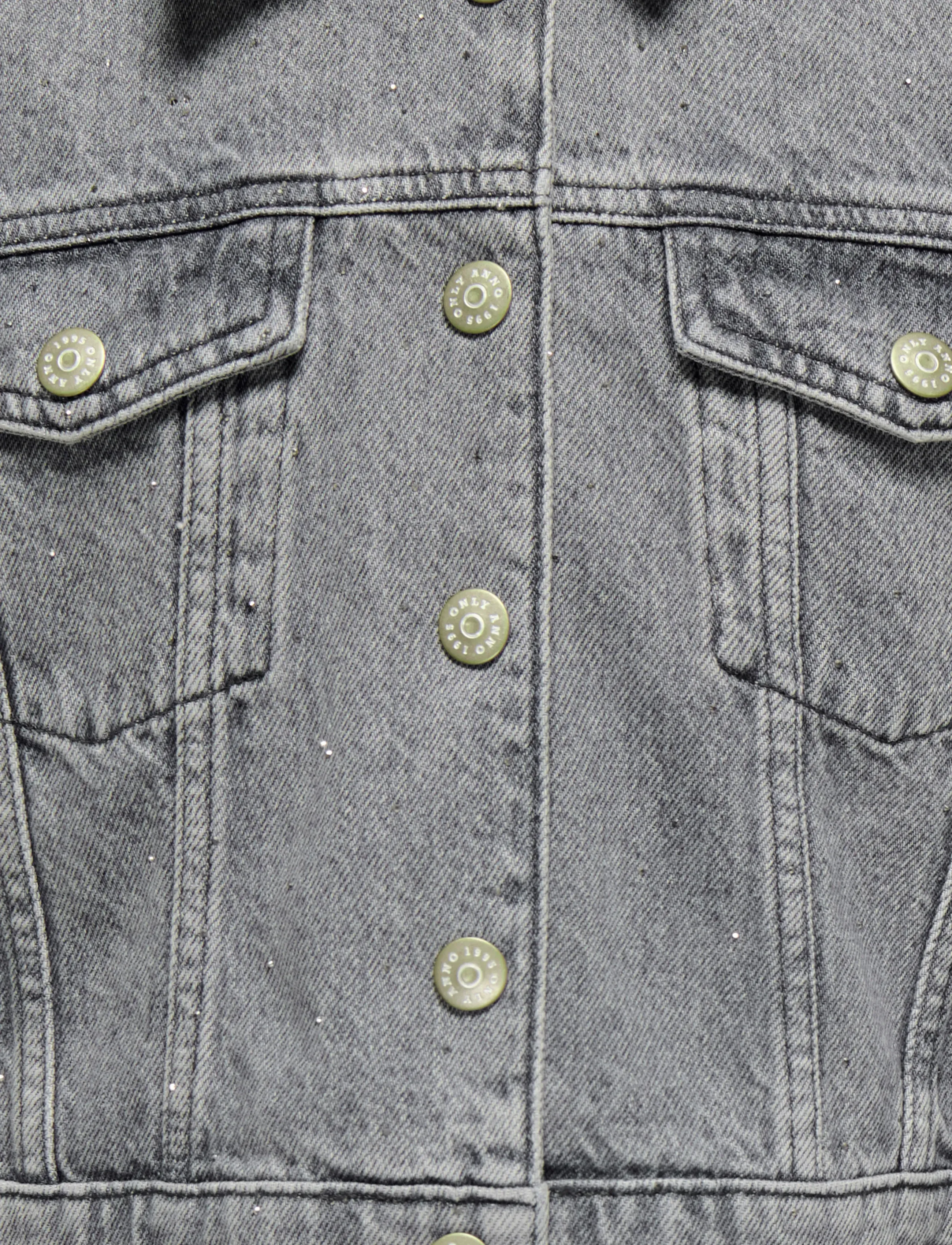 Kids Only - KOGMALIBU L/S RHINESTONE JACKET DNM - spijkerjassen - medium grey denim - 2