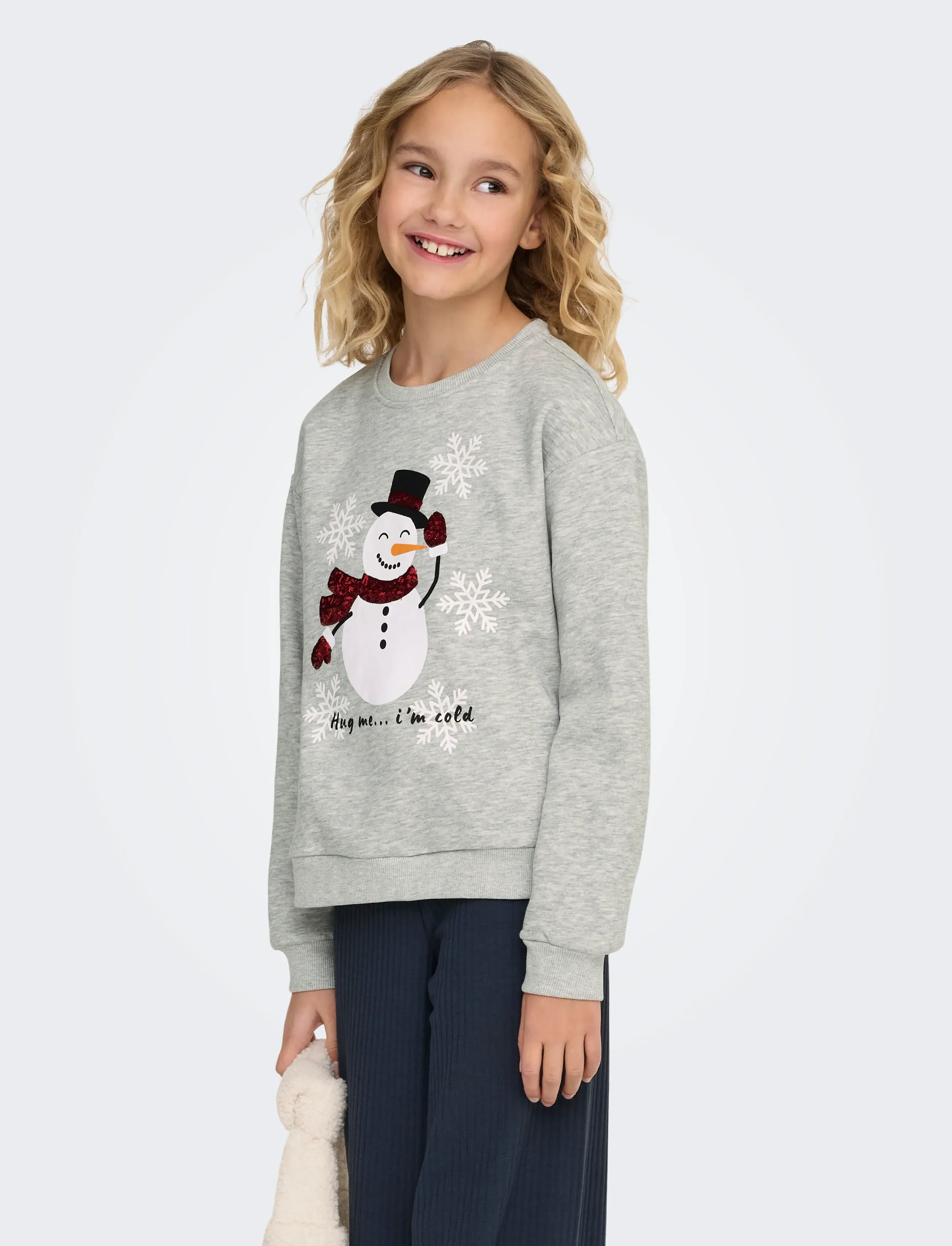 Kids Only KOGYDA LIFE XMAS L/S O-NECK BOX SWT - Alussärgid - LIGHT GREY MELANGE / grey