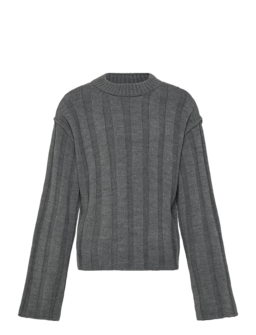 Kids Only - KOGTESSA L/S O-NECK PULLOVER KNT - stickade tröjor - dark grey melange - 1