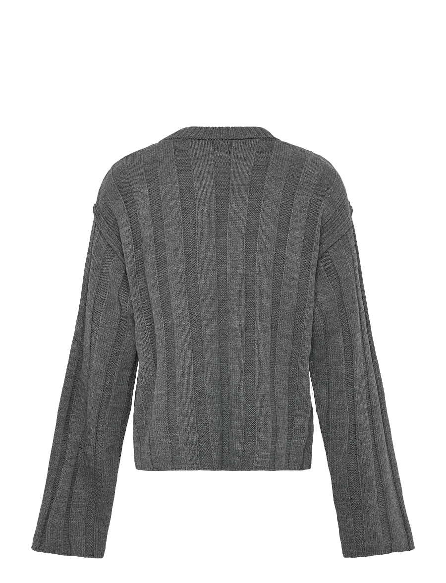 Kids Only - KOGTESSA L/S O-NECK PULLOVER KNT - stickade tröjor - dark grey melange - 2