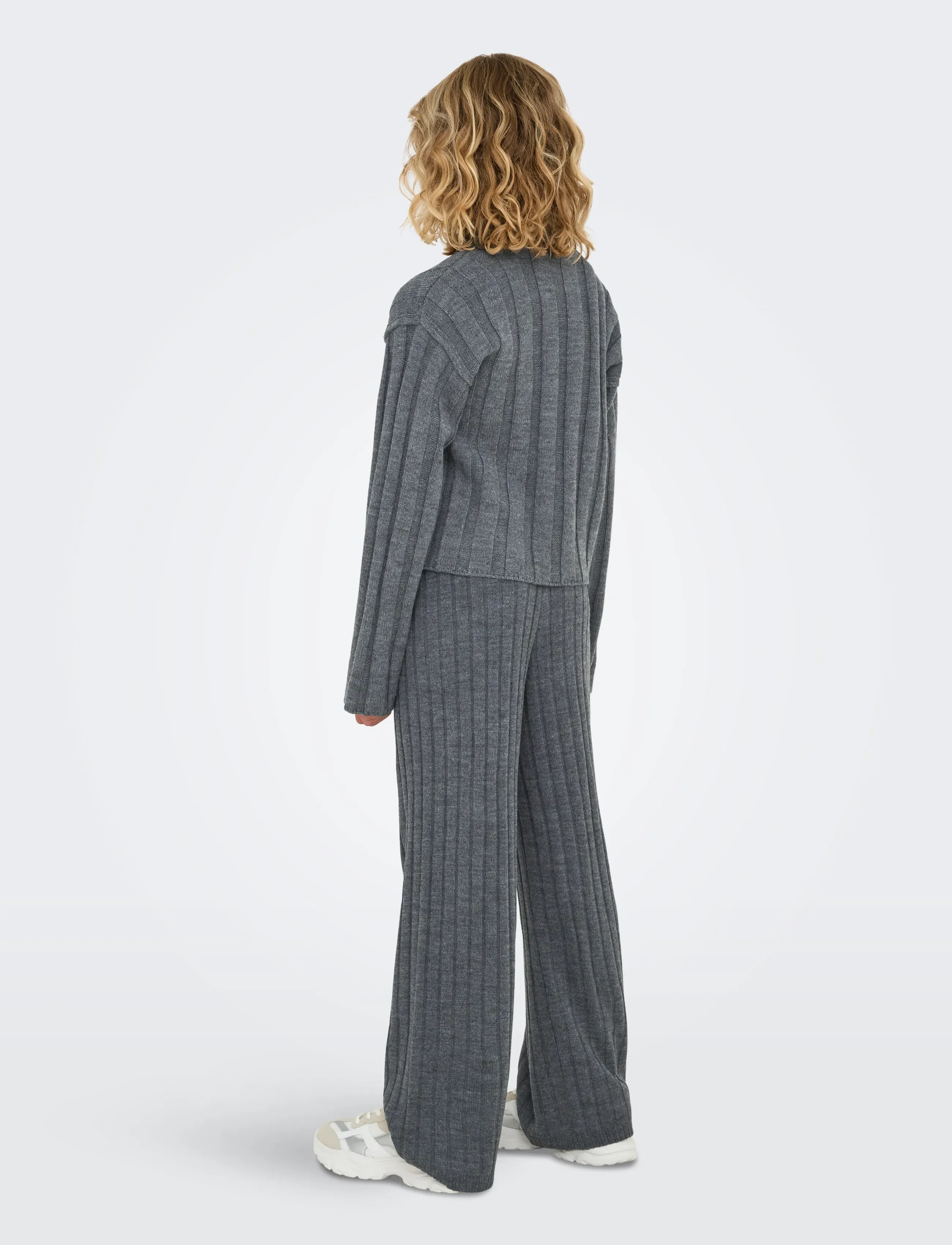 Kids Only - KOGTESSA L/S O-NECK PULLOVER KNT - stickade tröjor - dark grey melange - 3