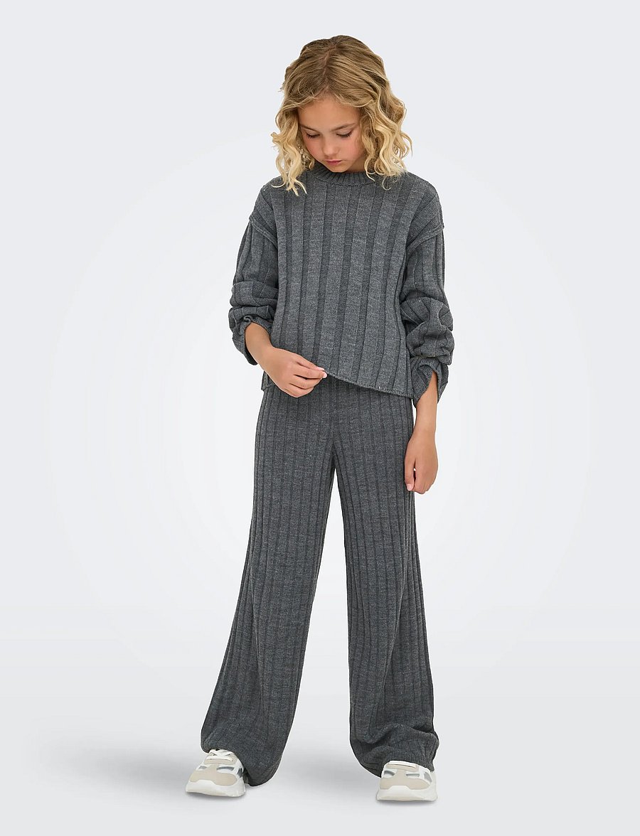 Kids Only - KOGTESSA L/S O-NECK PULLOVER KNT - stickade tröjor - dark grey melange - 4