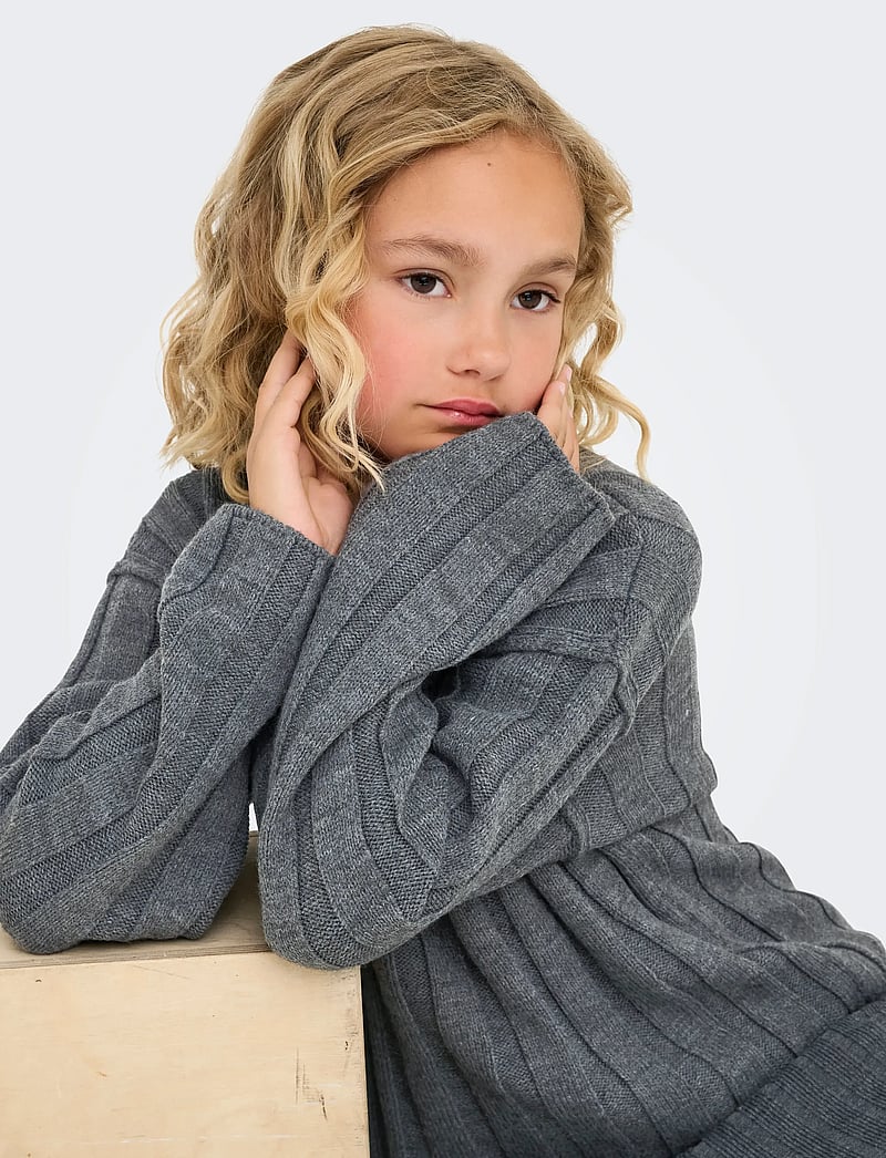 Kids Only - KOGTESSA L/S O-NECK PULLOVER KNT - džemperi - dark grey melange - 5