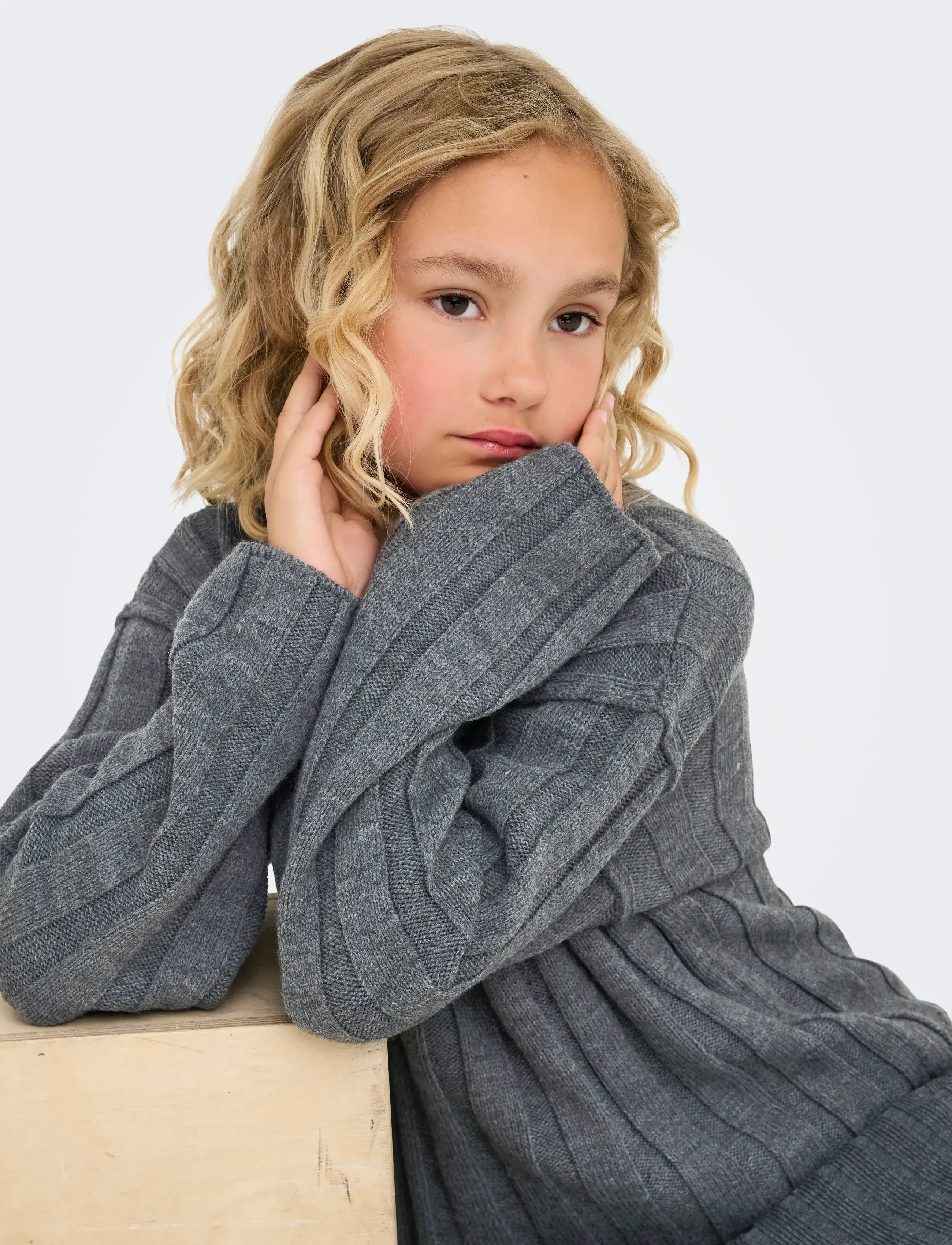 Kids Only - KOGTESSA L/S O-NECK PULLOVER KNT - stickade tröjor - dark grey melange - 5