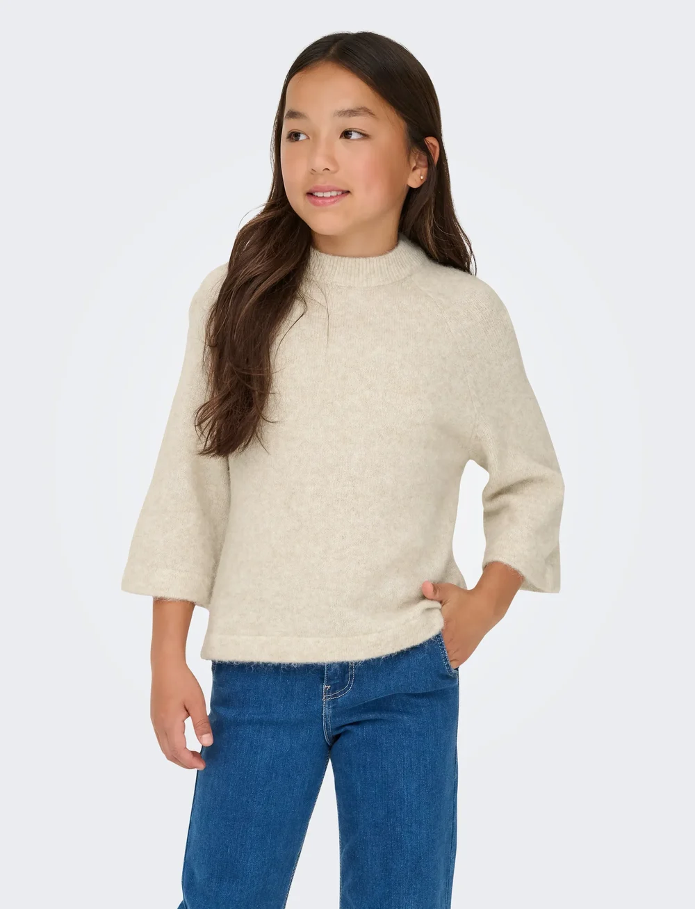 Kids Only - KOGEDENA LIFE 4/5 SLEEVE O-NECK KNT - trøjer - pumice stone - 0