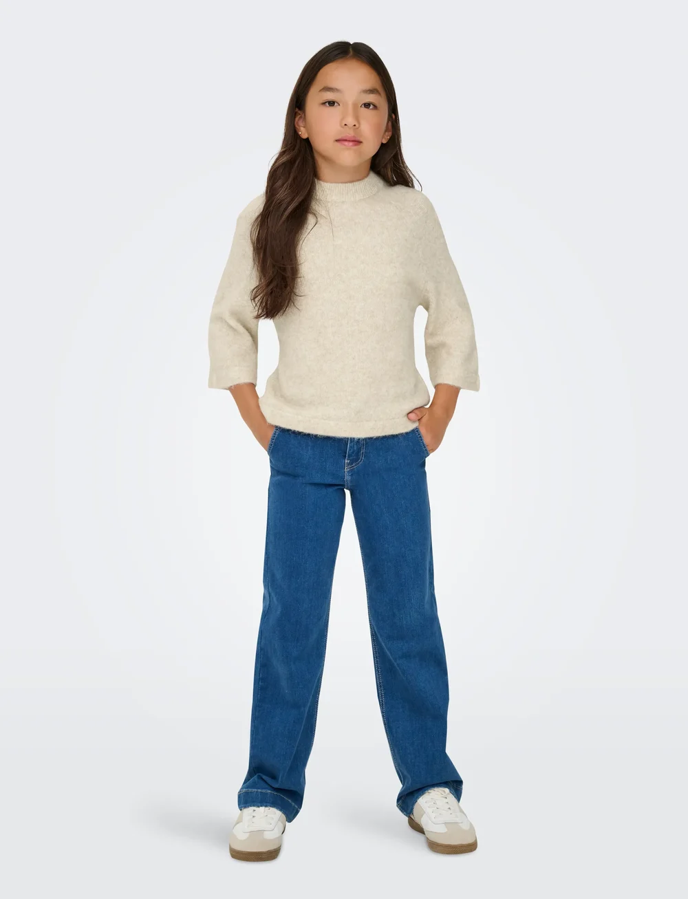 Kids Only - KOGEDENA LIFE 4/5 SLEEVE O-NECK KNT - trøjer - pumice stone - 5