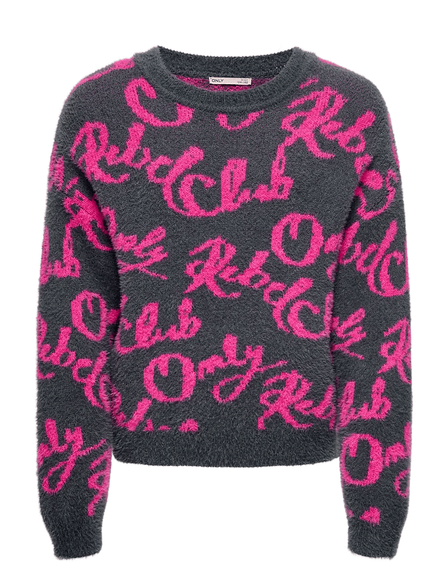 Kids Only - KOGDINA L/S JACQUARD O-NECK KNT - trøjer - blackened pearl - 0