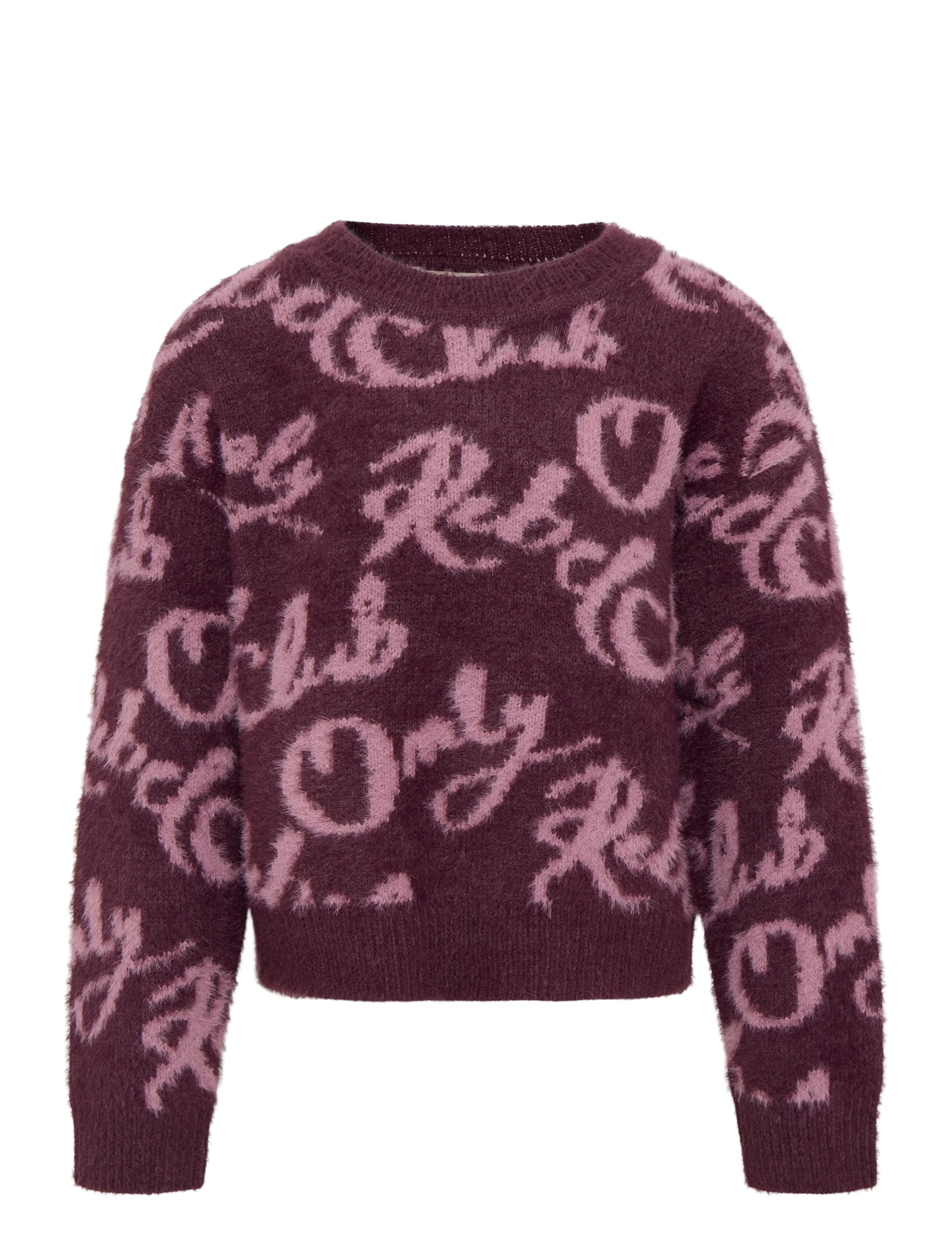 Kids Only Kogdina L/S Jacquard O-Neck Knt, 146-152, Burgundy, Strik > Pullovere, Børn