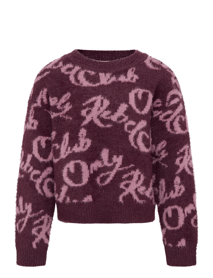 Kids Only - KOGDINA L/S JACQUARD O-NECK KNT - trøjer - mauve wine - 0