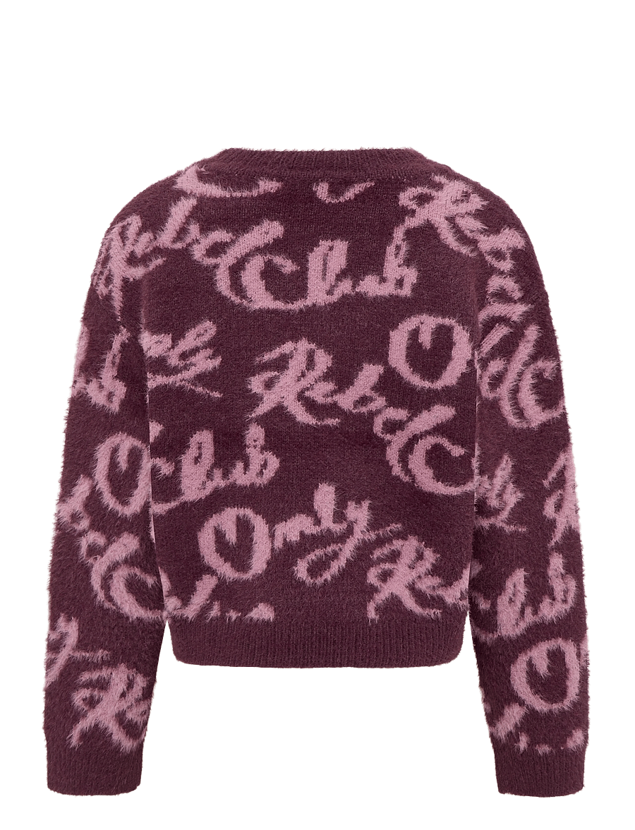 Kids Only - KOGDINA L/S JACQUARD O-NECK KNT - trøjer - mauve wine - 1