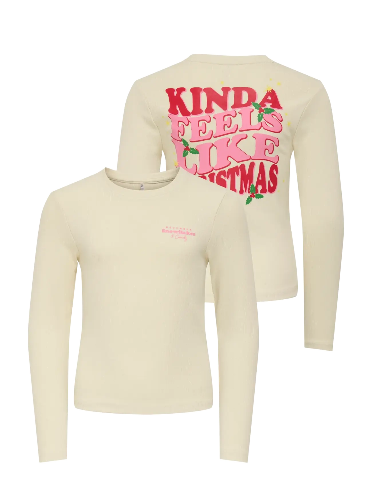 Kids Only - KOGBELLA XMAS LIFE L/S O-NECK TOP JRS - long-sleeved t-shirts - birch - 2