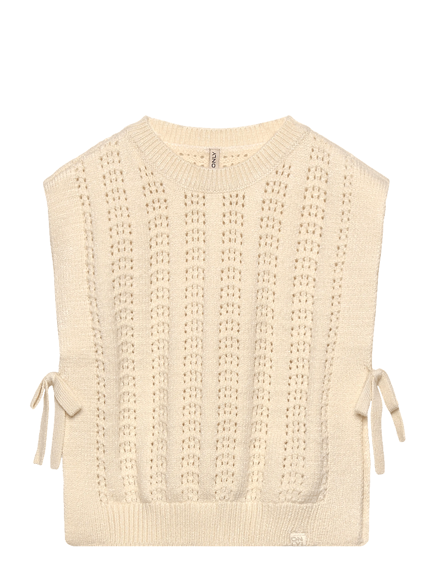 Kids Only - KMGKATIA S/L O-NECK VEST KNT - gilets - tofu - 1