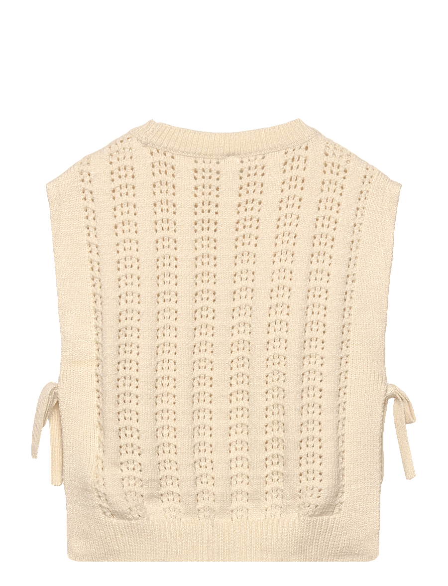 Kids Only - KMGKATIA S/L O-NECK VEST KNT - gilets - tofu - 2
