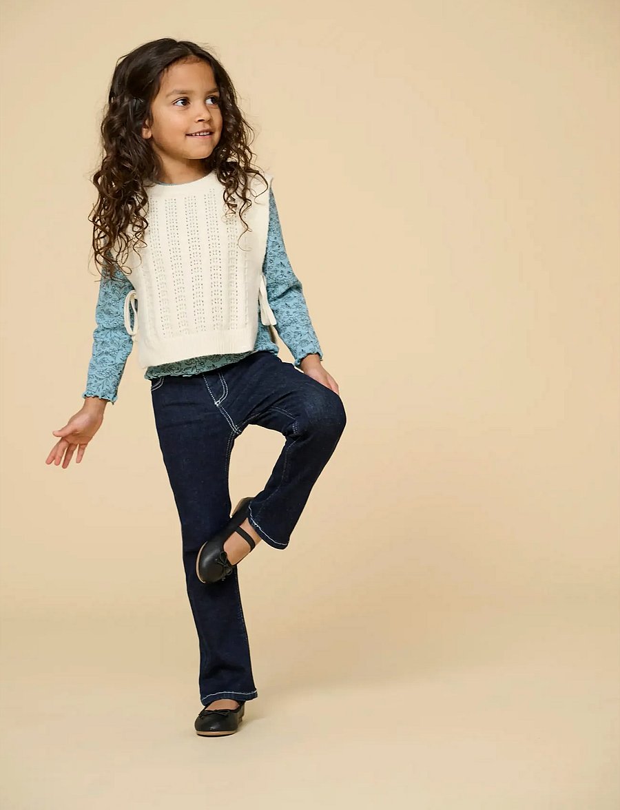 Kids Only - KMGKATIA S/L O-NECK VEST KNT - gilets - tofu - 0