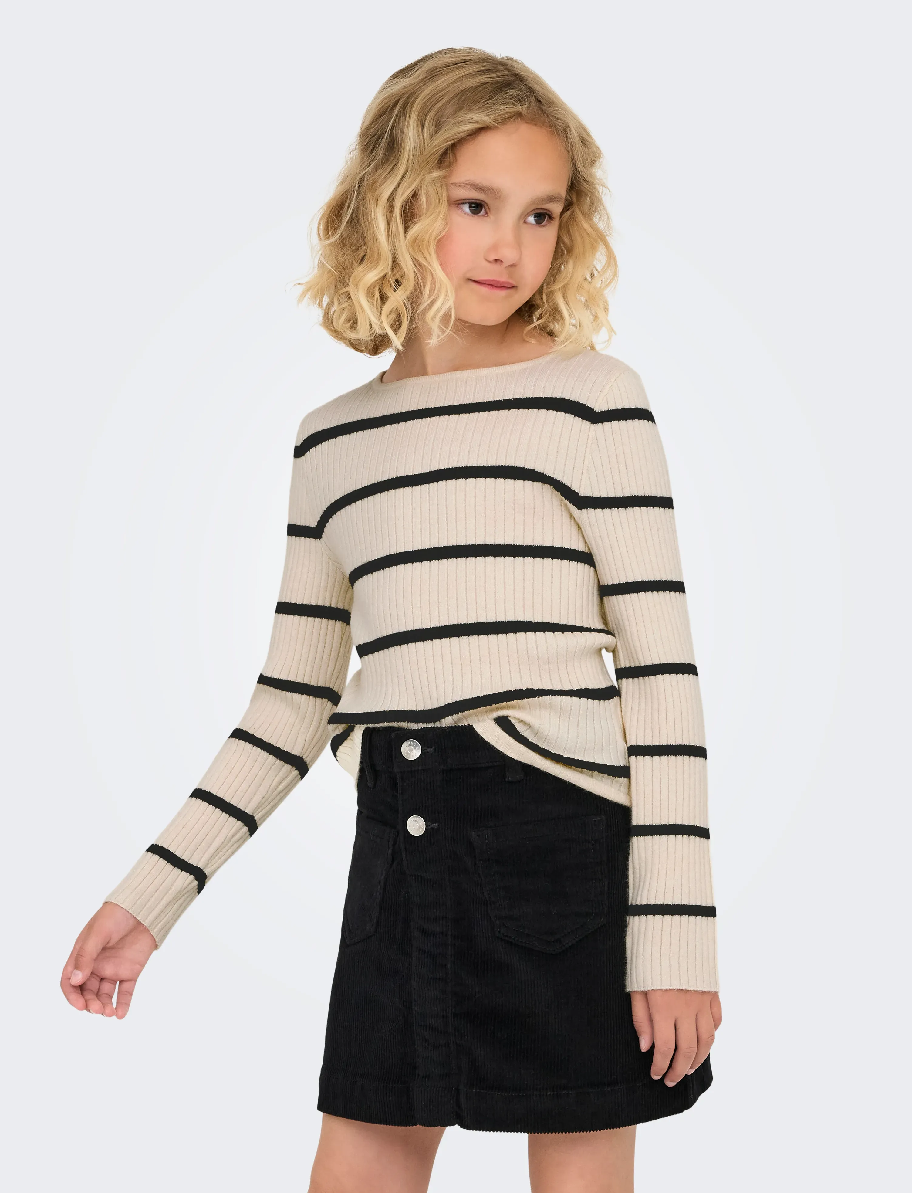 Kids Only KOGIBI LS RIB BOATNECK CP KNT NOOS - Stickade tröjor - WHITECAP GRAY / cream