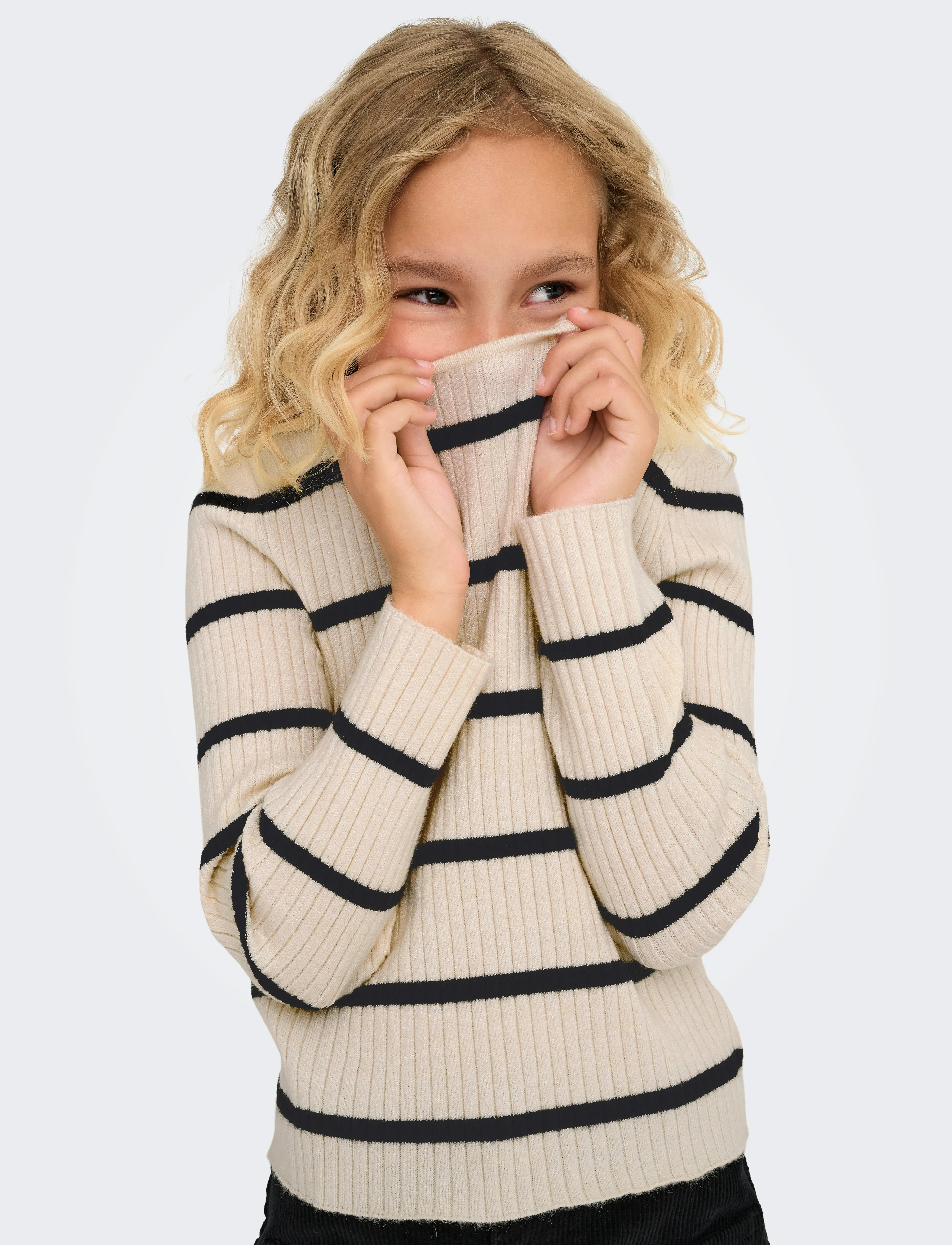 Kids Only - KOGIBI LS RIB BOATNECK CP KNT NOOS - trøjer - whitecap gray - 4