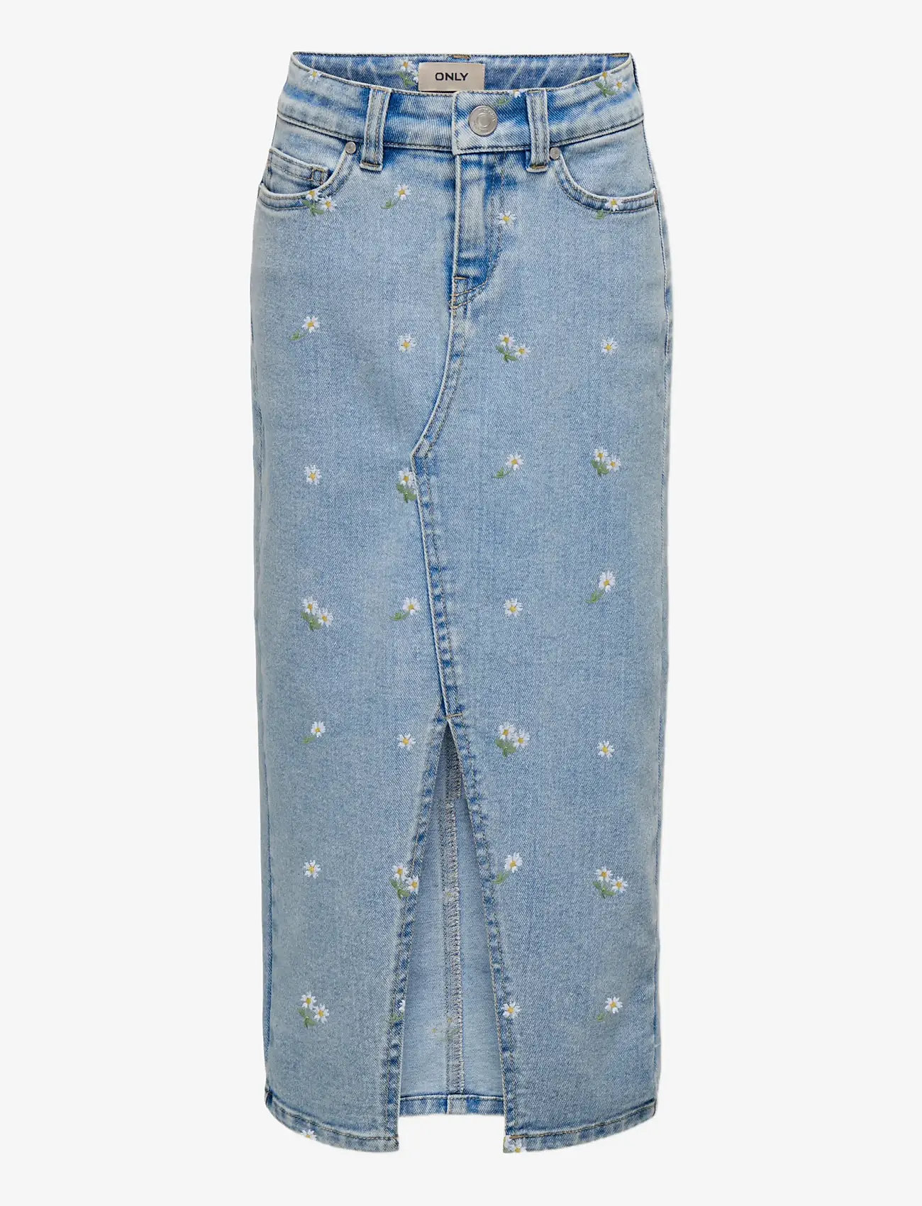 Kids Only - KOGSIRI FRONT SLIT EMB SKIRT DNM AZG - midi-röcke - light blue denim - 0