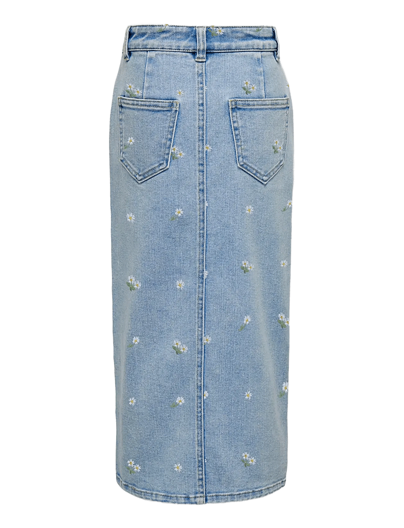 Kids Only - KOGSIRI FRONT SLIT EMB SKIRT DNM AZG - midi-röcke - light blue denim - 1