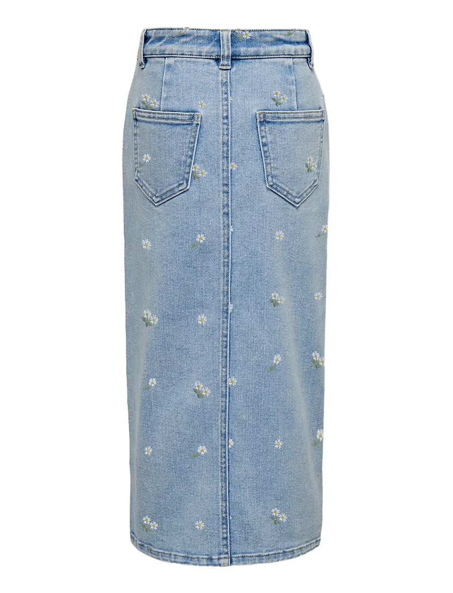 Kids Only - KOGSIRI FRONT SLIT EMB SKIRT DNM AZG - midi rokken - light blue denim - 1