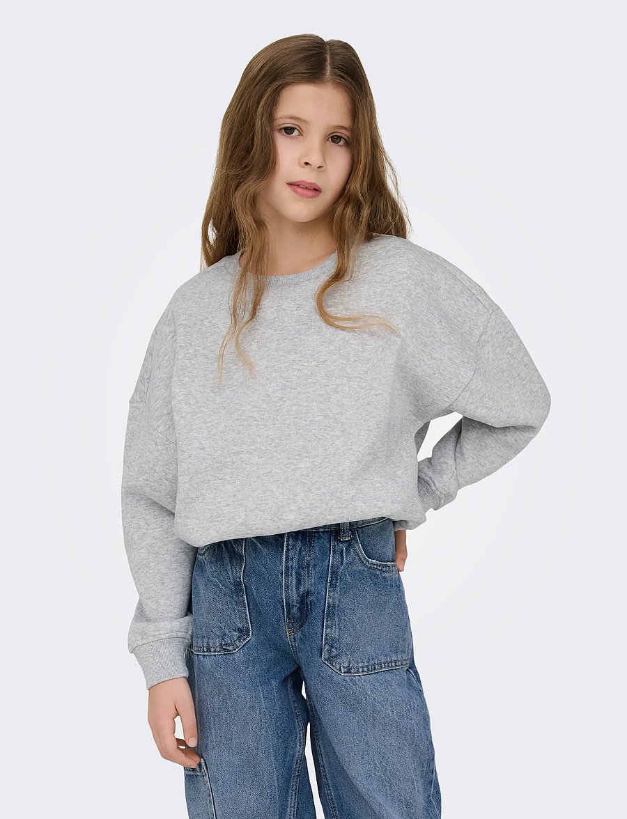 Kids Only - KOGSWEAT L/S CREW OVERSIZE SWT NOOS - sweatshirts - light grey melange - 0