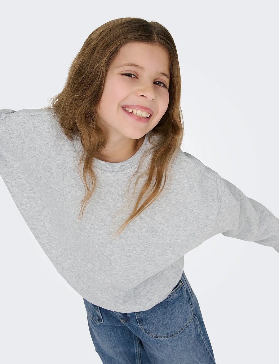 Kids Only - KOGSWEAT L/S CREW OVERSIZE SWT NOOS - sweatshirts - light grey melange - 4
