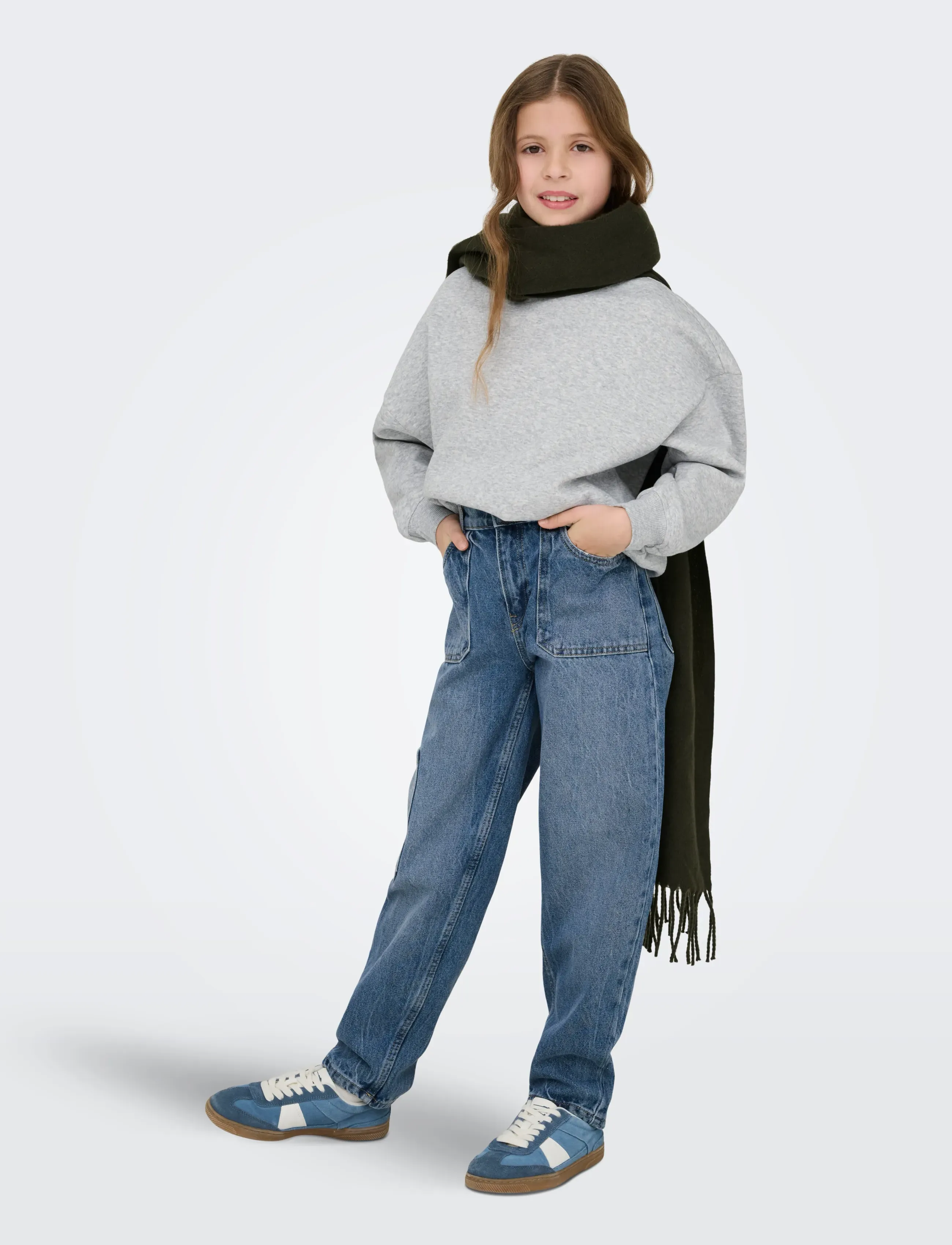 Kids Only - KOGSWEAT L/S CREW OVERSIZE SWT NOOS - sweatshirts - light grey melange - 5