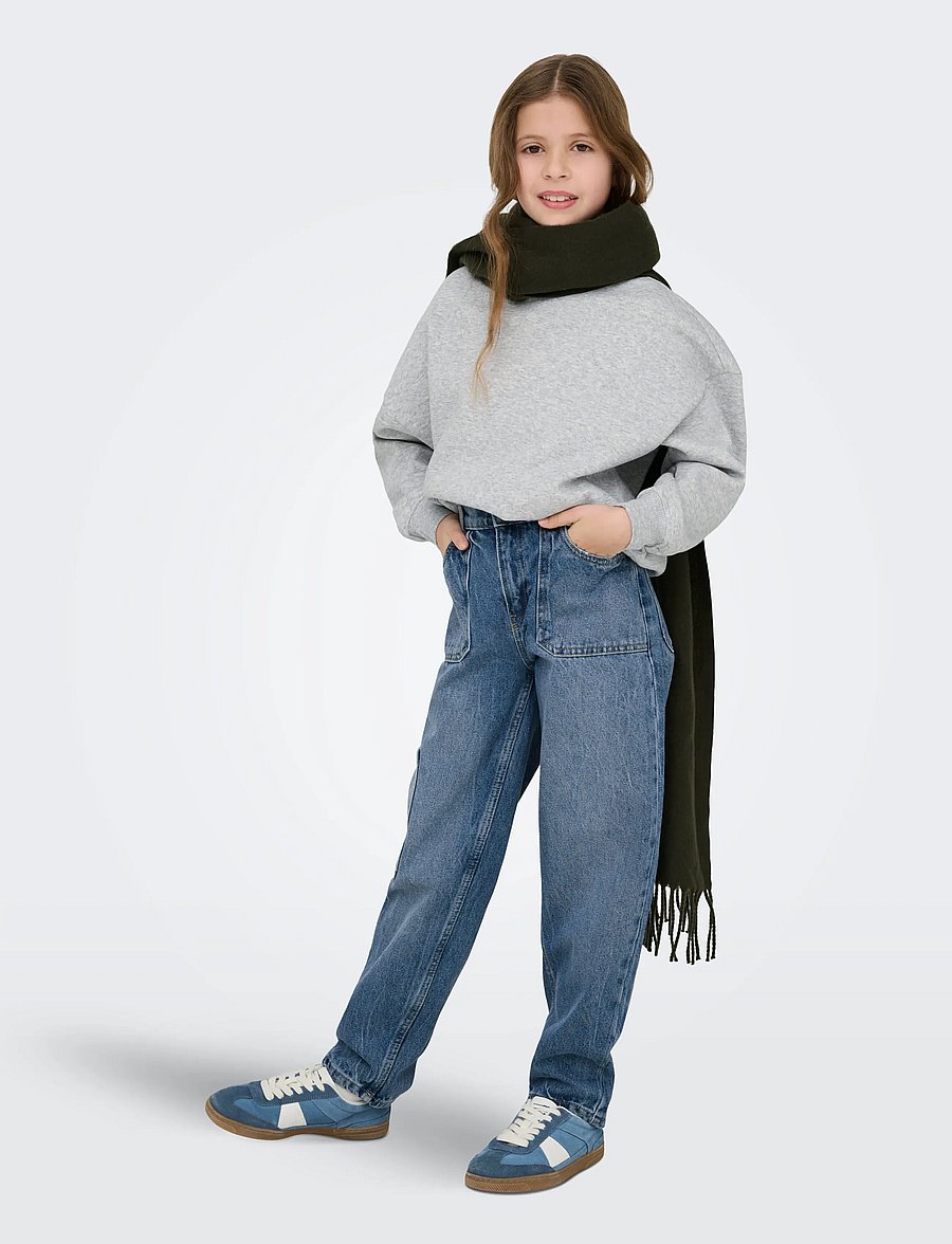 Kids Only - KOGSWEAT L/S CREW OVERSIZE SWT NOOS - sweatshirts - light grey melange - 5