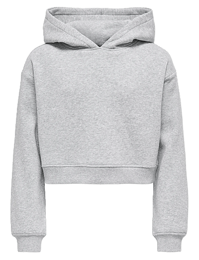Kids Only KOGSWEAT L/S HOODIE SHORT SWT NOOS - Kapuzenpullover - LIGHT GREY MELANGE / grey