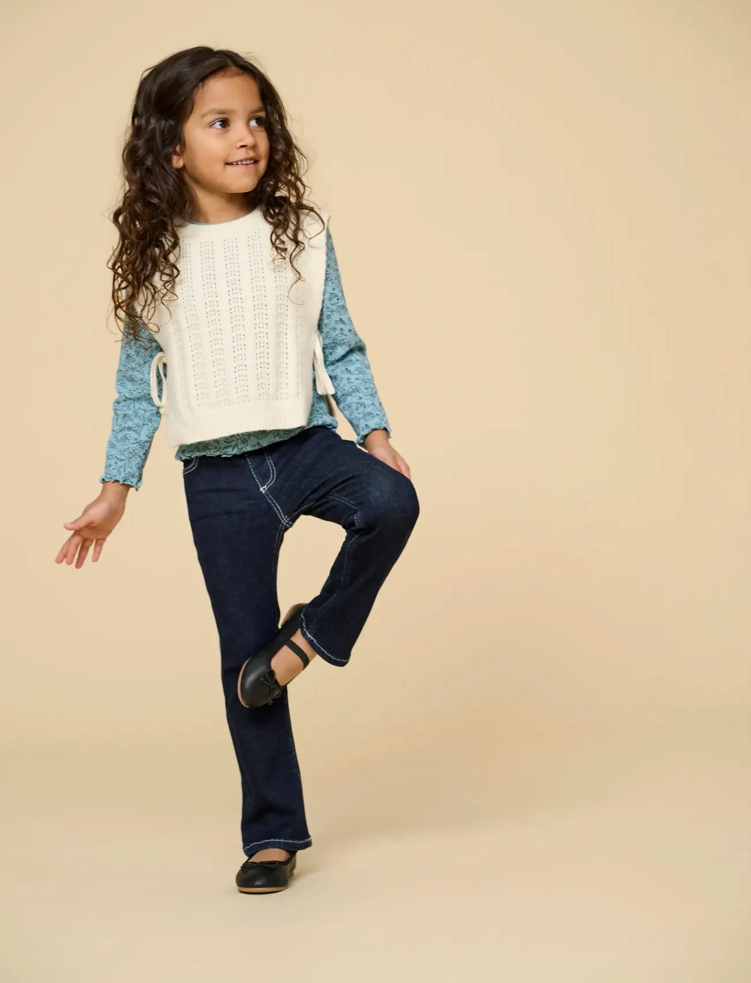 Kids Only KMGBLUSH FLARED FLOWER DNM DIA - Jeans - DARK BLUE DENIM / navy