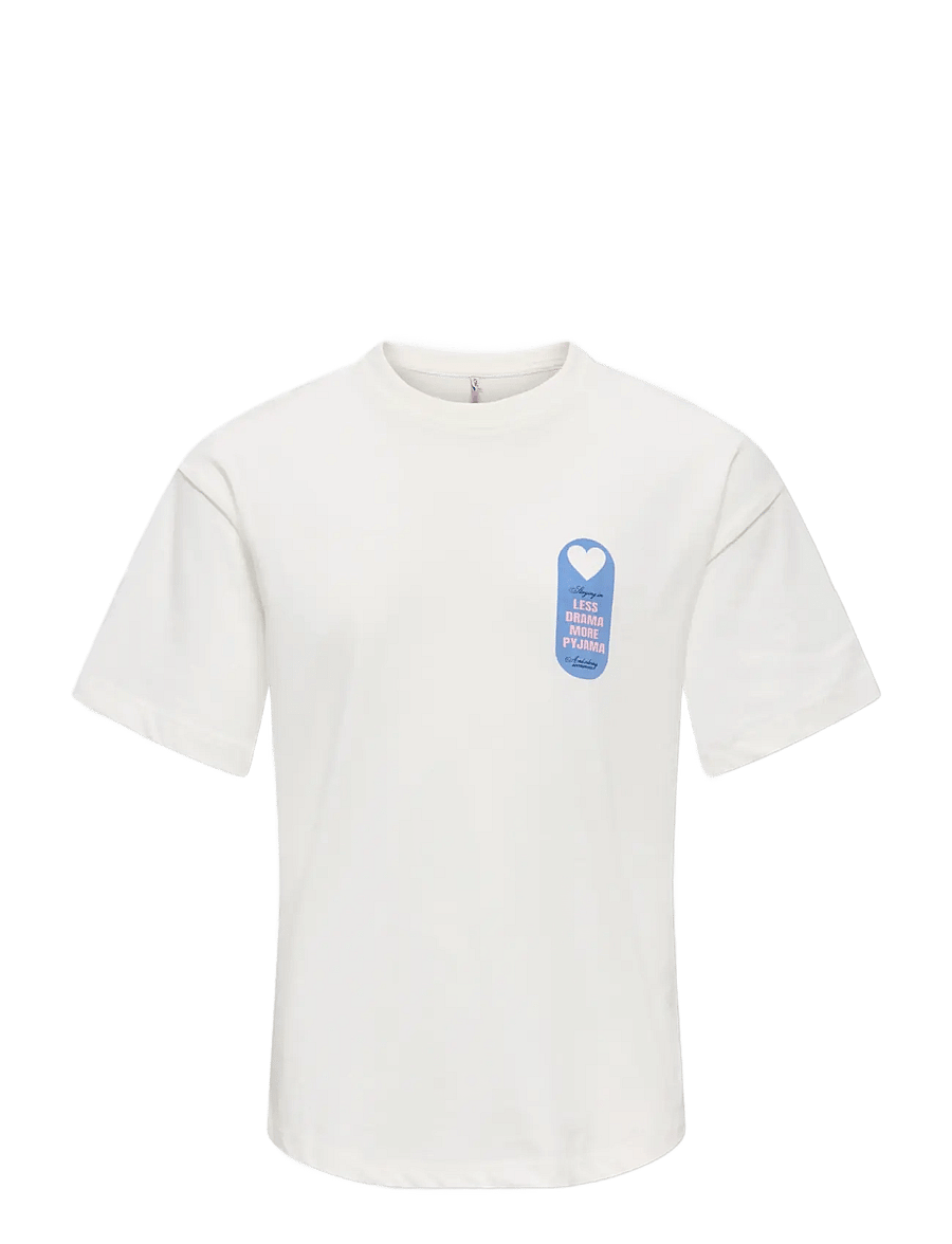 Kids Only - KOGVIVVI LIFE S/S LOOSE LOVELY TOP JRS - t-shirts à manches courtes - cloud dancer - 0