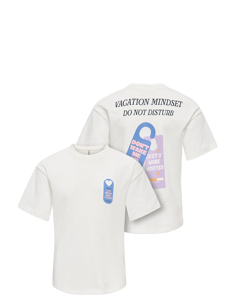 Kids Only - KOGVIVVI LIFE S/S LOOSE LOVELY TOP JRS - t-shirts à manches courtes - cloud dancer - 2