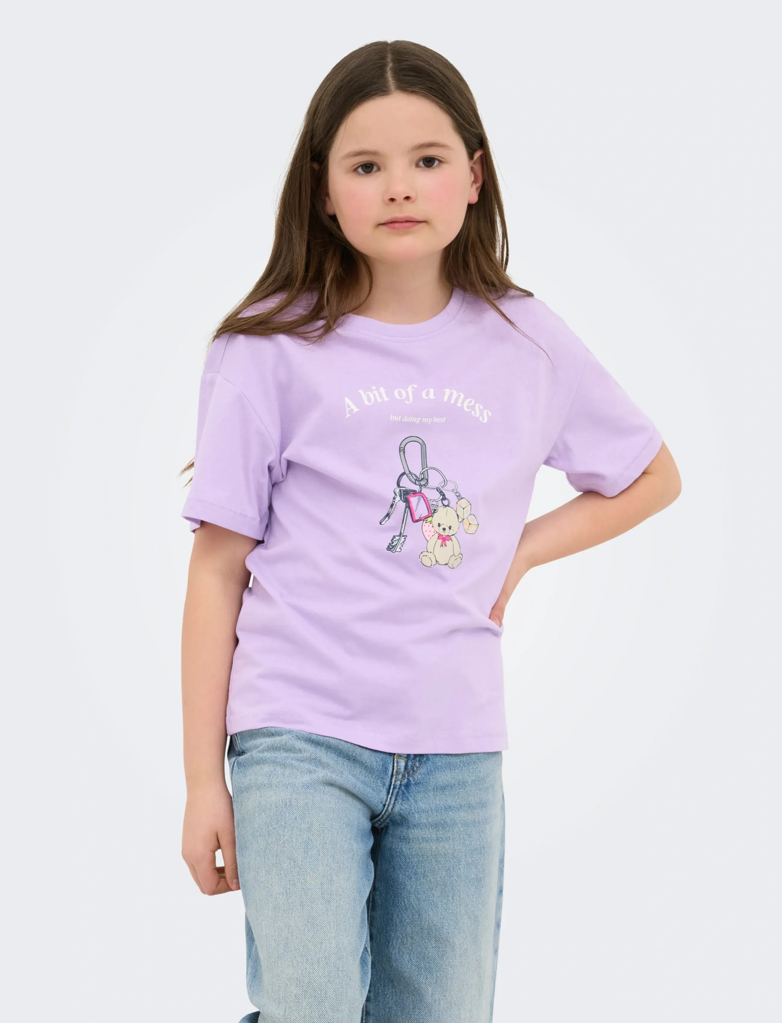 Kids Only KOGVIVVI LIFE S/S LOOSE LOVELY TOP JRS - Kortærmede T-shirts - LILAC BREEZE / purple