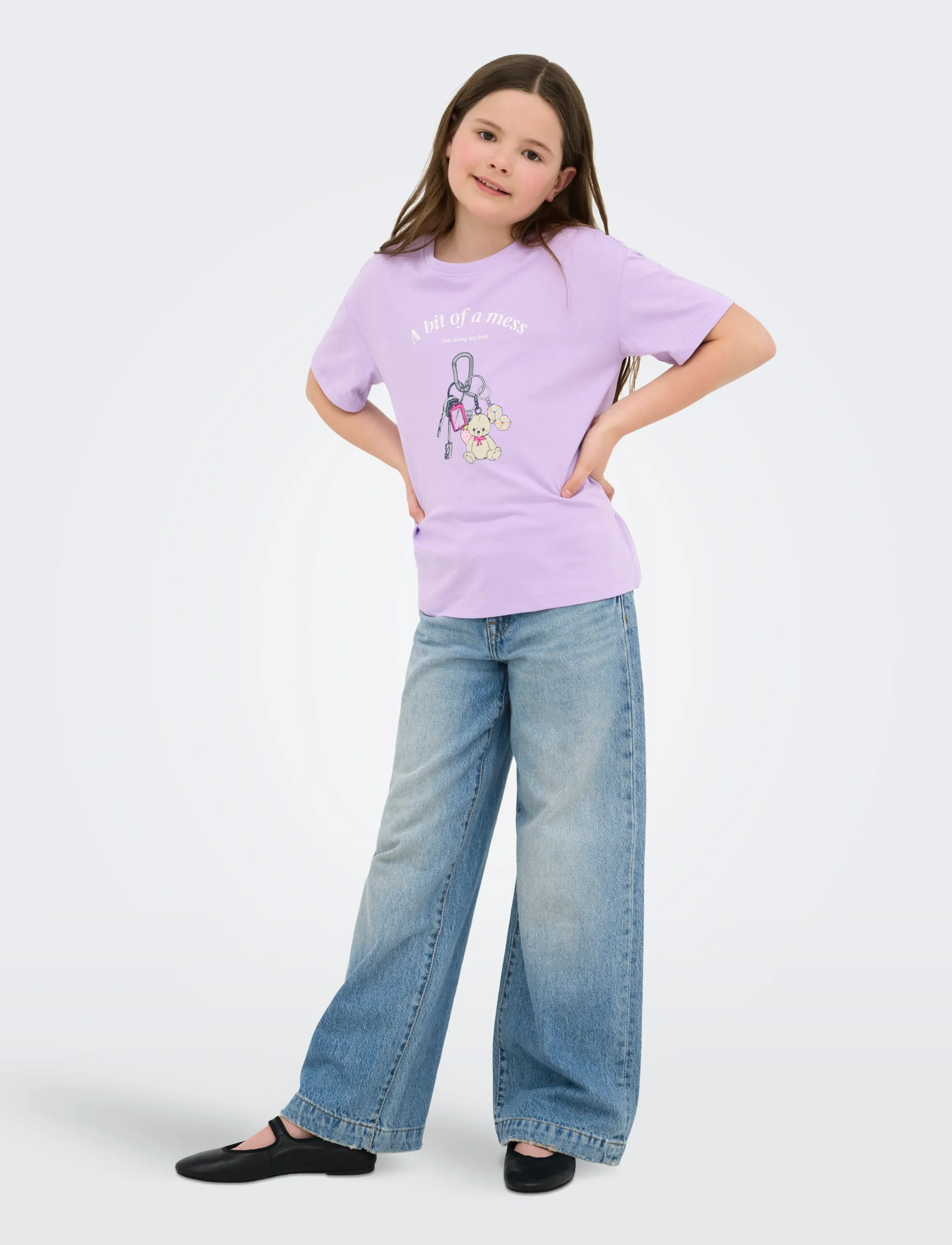Kids Only - KOGVIVVI LIFE S/S LOOSE LOVELY TOP JRS - t-shirts à manches courtes - lilac breeze - 4