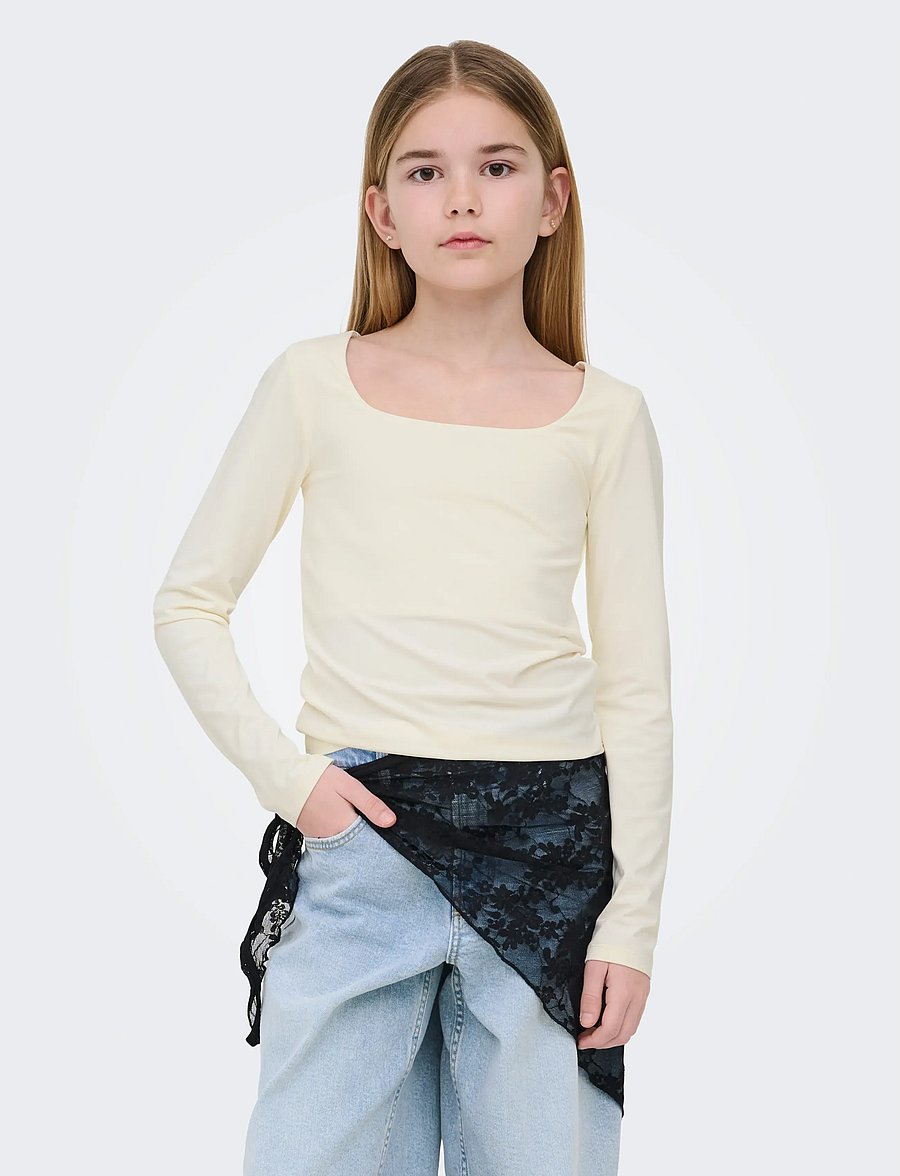 Kids Only - KOGEA L/S 2-WAYS FIT TOP JRS NOOS - t-shirts à manches longues - cloud dancer - 0