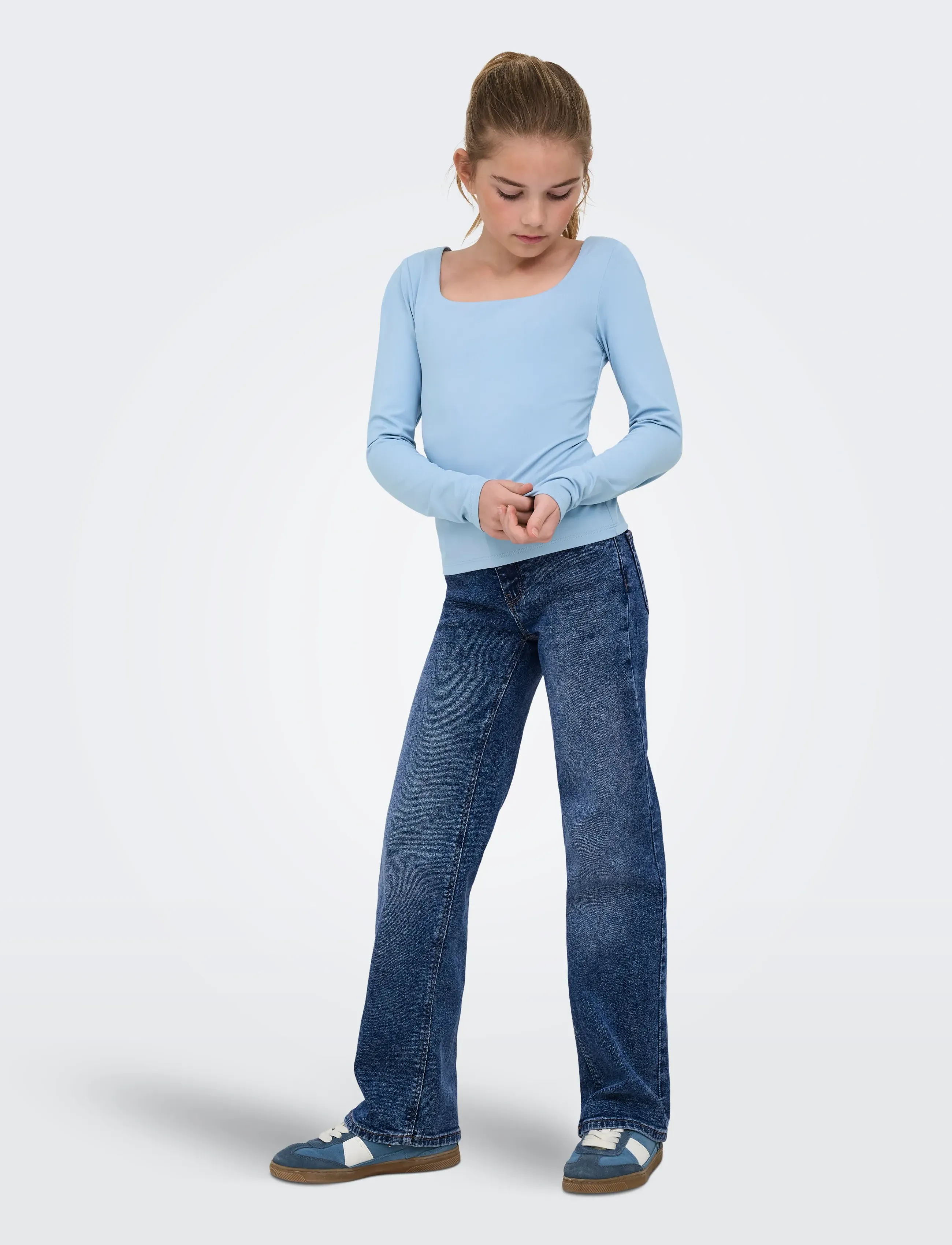 Kids Only - KOGEA L/S 2-WAYS FIT TOP JRS NOOS - long-sleeved t-shirts - soft chambray - 4