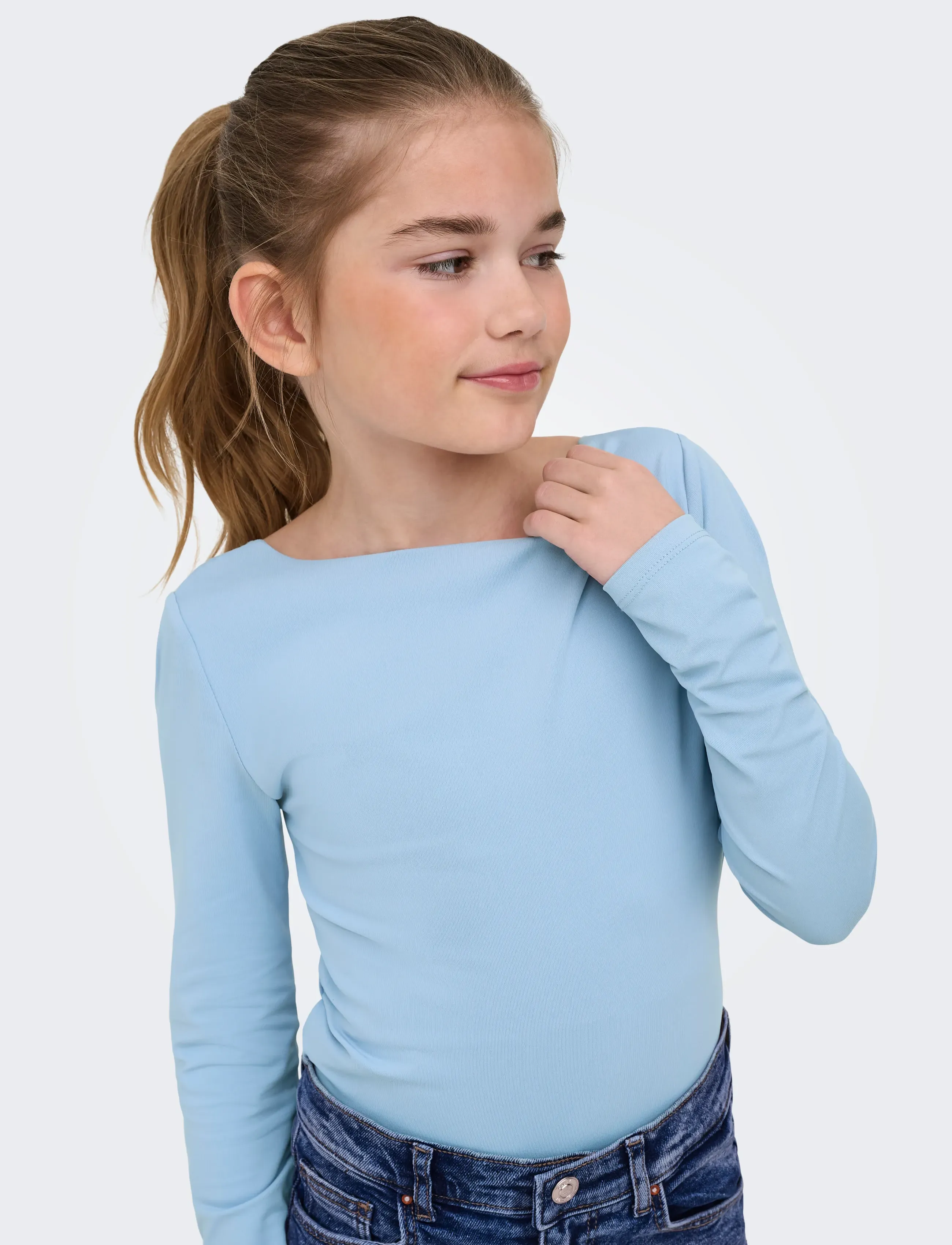 Kids Only - KOGEA L/S 2-WAYS FIT TOP JRS NOOS - long-sleeved t-shirts - soft chambray - 5