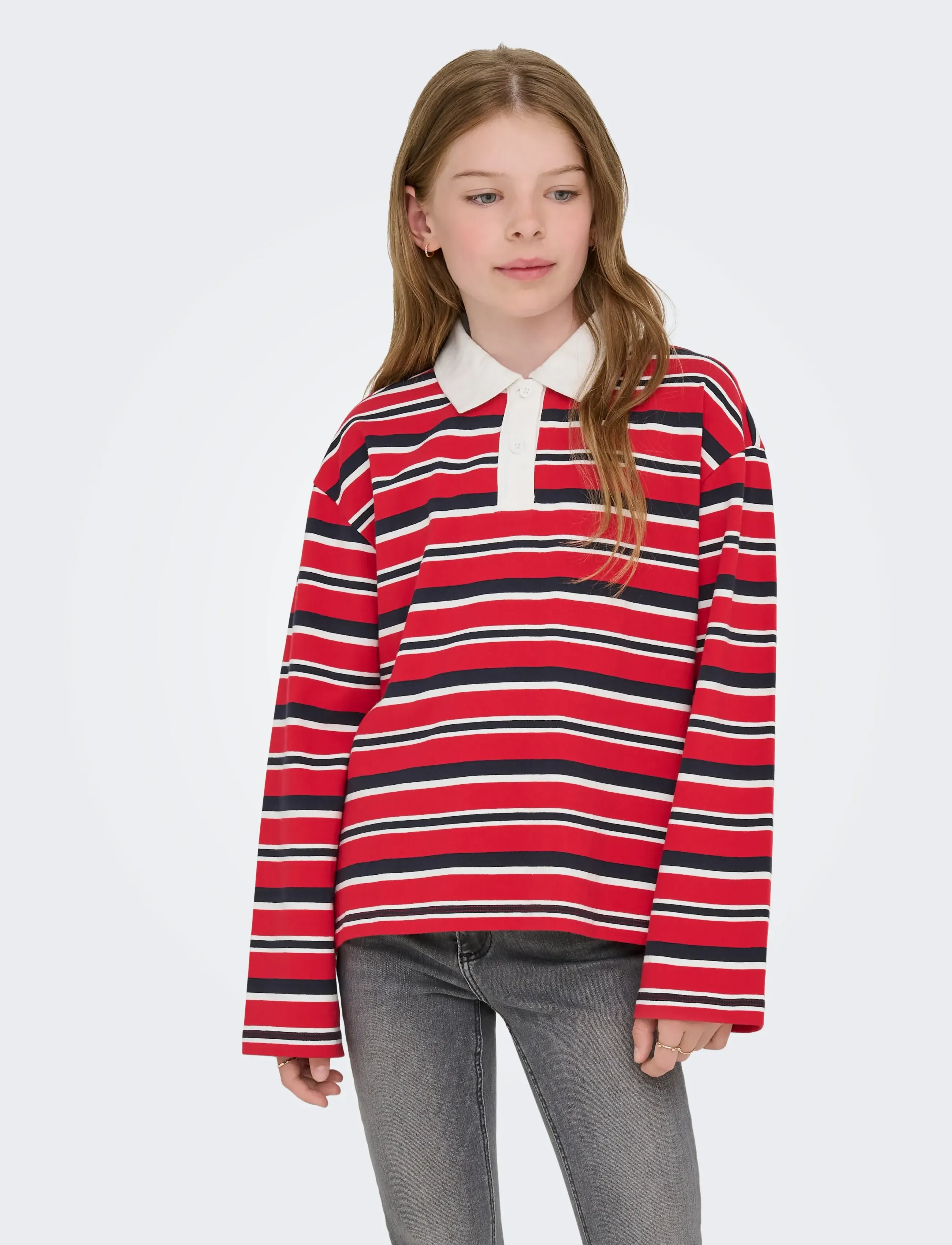 Kids Only KOGRUBY LIFE L/S BOXY POLO SHIRT JRS - Polo krekli - SALSA / red