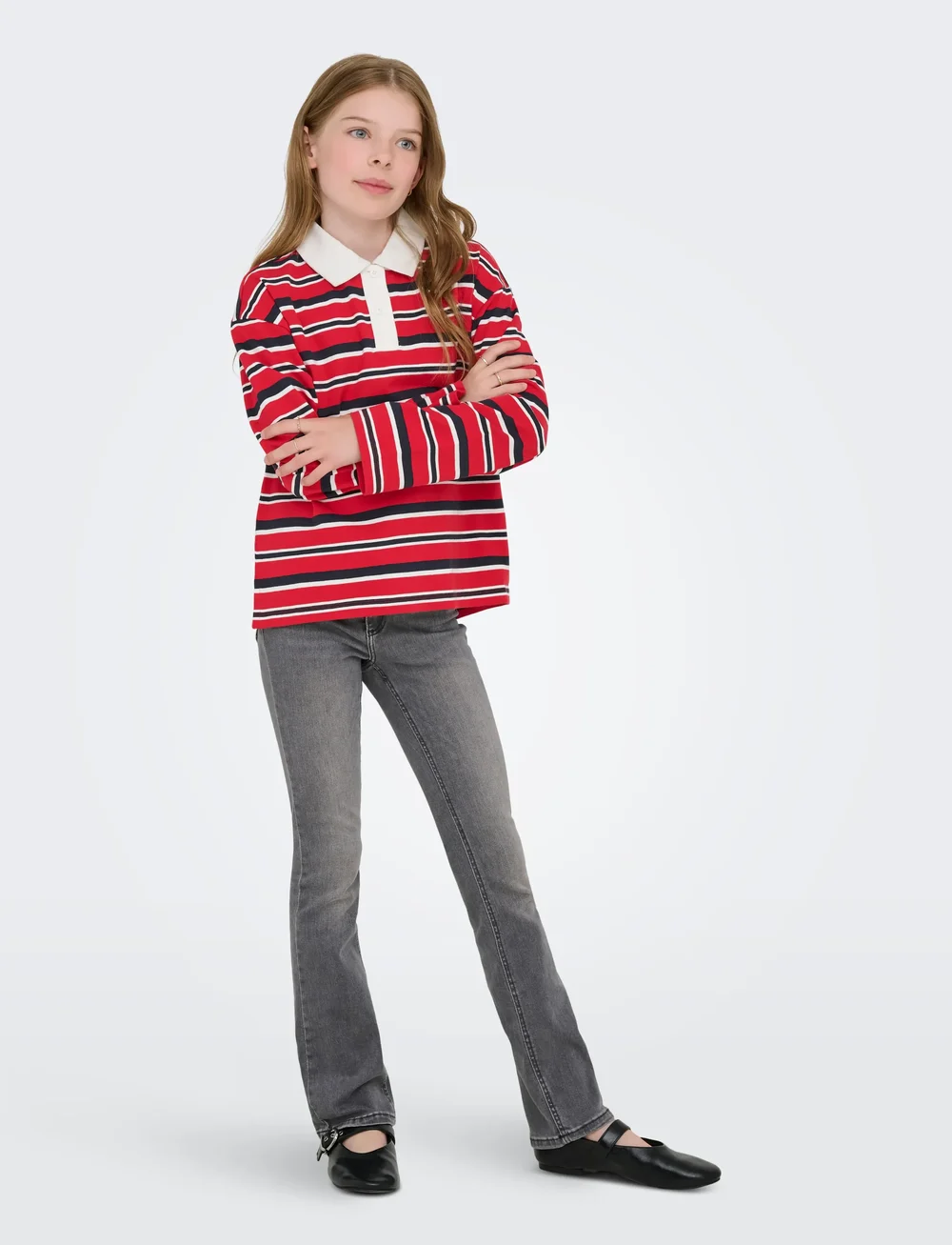 Kids Only - KOGRUBY LIFE L/S BOXY POLO SHIRT JRS - langermede poloskjorter - salsa - 4