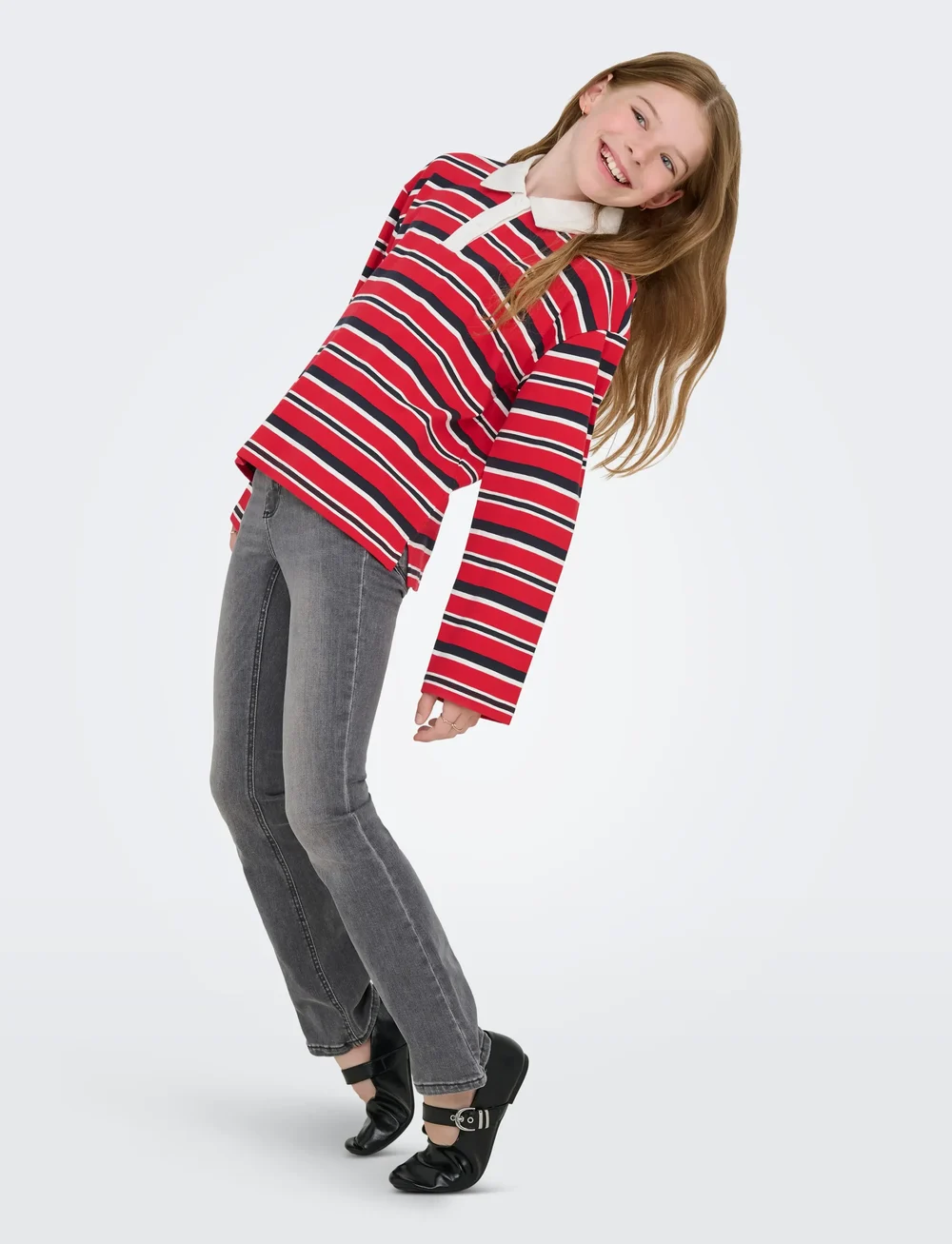 Kids Only - KOGRUBY LIFE L/S BOXY POLO SHIRT JRS - langermede poloskjorter - salsa - 5